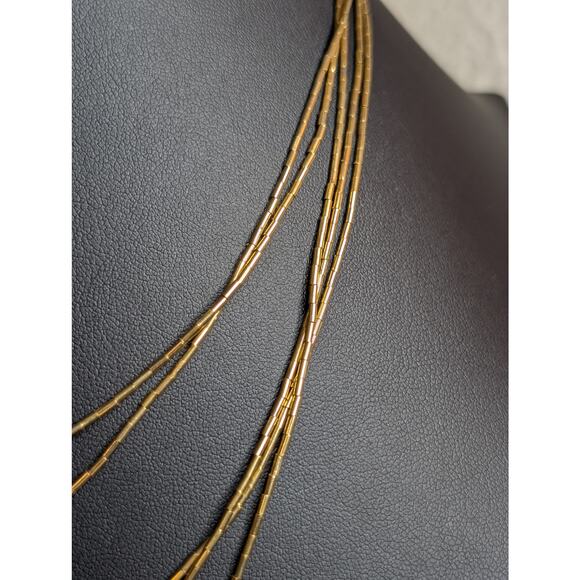 Vintage Five Strand Liquid Gold Filled Bead 18" Necklace - Picture 5 of 7